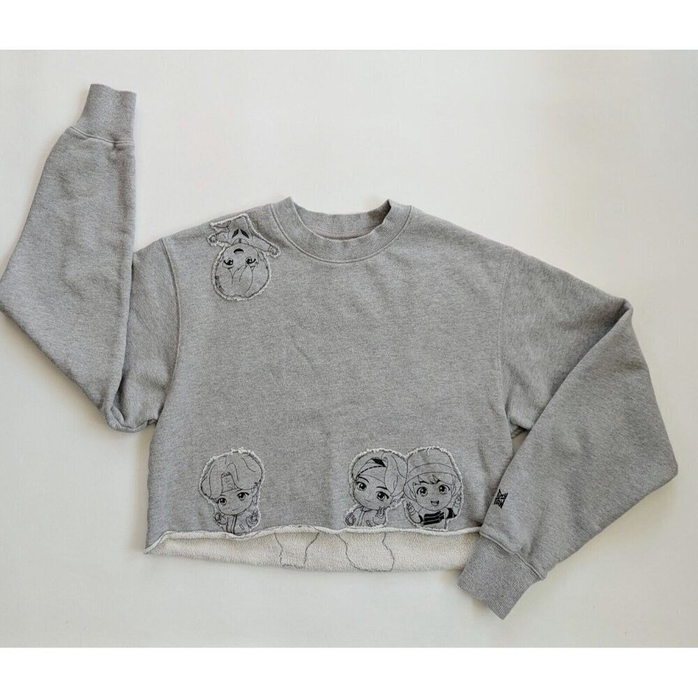 BTS Official Sweatshirt Modified Tiny Tan Cropped Sweatshirt Size M - Picture 7 of 13